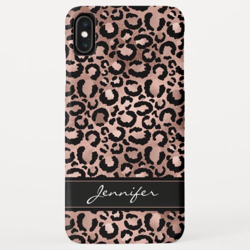 Rose Gold Foil Cheetah Pattern _ Personalized Name iPhone XS Max Case