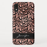 Rose Gold Foil Cheetah Pattern - Personalized Name iPhone XR Case<br><div class="desc">Monogrammed Fun and Modern Blush Pink - Rose Gold Foil and Black Cheetah or Leopard Animal Pattern or Print Smart Phone Case that you can add your name - monogram to. Please contact the designer if you would like additional matching items.</div>