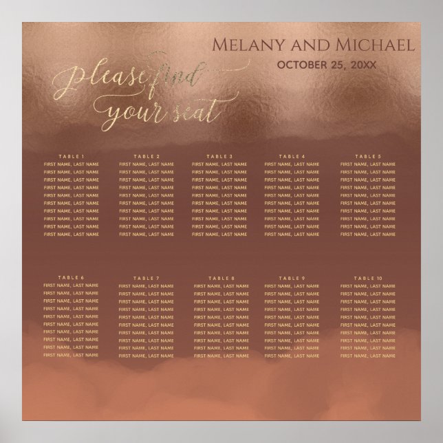 Rose gold foil cinnamon cantaloupe watercolor poster (Front)