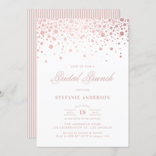 Rose Gold Foil Confetti Bridal Brunch Invitation