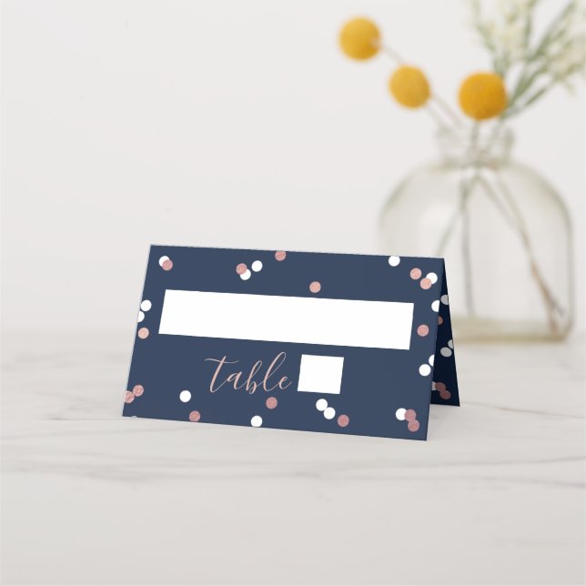 Rose Gold Foil Confetti Bridal Shower Place Card (Front)