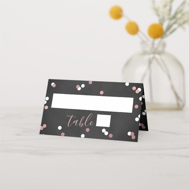 Rose Gold Foil Confetti Bridal Shower Place Card (Front)