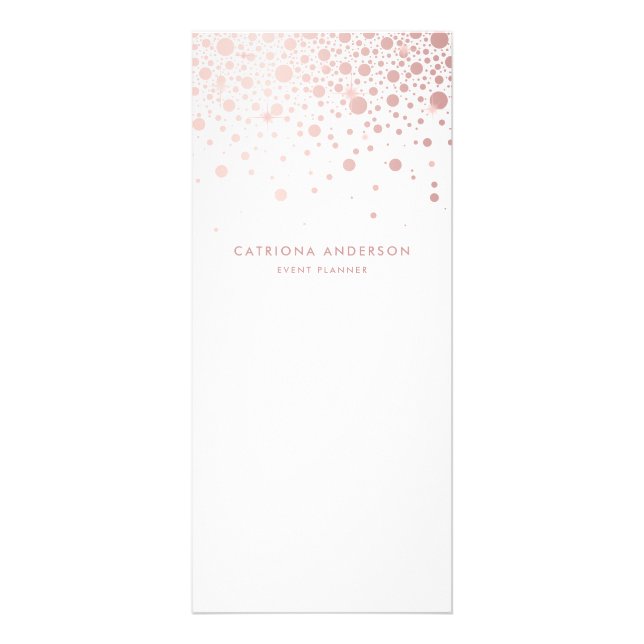 Rose Gold Foil Confetti Business Rack Card | White (Front)