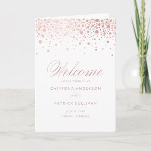 Rose Gold Foil Confetti Dots White Wedding Booklet Program