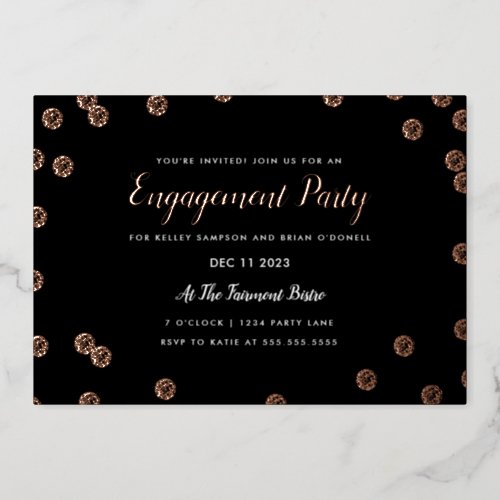 Rose Gold Foil Confetti Engagement Party Invite