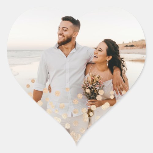 Rose Gold Foil Confetti Wedding Photo Heart Sticker