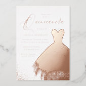 Rose Gold Foil Dress Elegant Quinceanera Party Foil Invitation (Front)