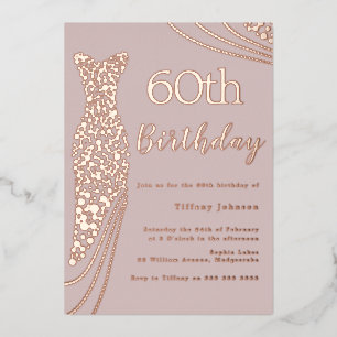 Rose Gold Foil Dress Pink Elegant 60th Birthday Invitation