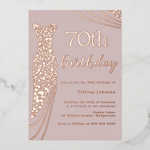 Rose Gold Foil Dress Pink Elegant 70th Birthday Invitation