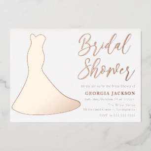 Rose Gold Foil Dress Silhouette Bridal Shower  Invitation