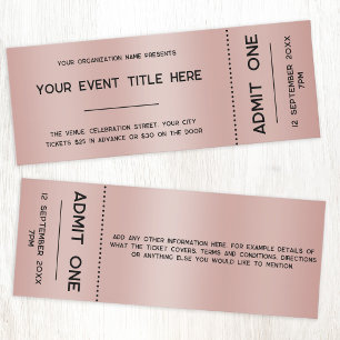 Rose Gold Foil Effect Event Admission Ticket