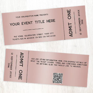 Rose Gold Foil Effect Event Admission Ticket