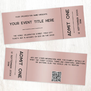 Rose Gold Foil Effect Event Admission Ticket