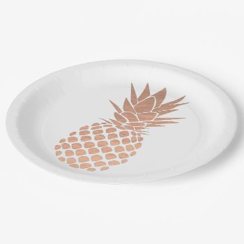 Rose Gold Foil Effect Pineapple Design Paper Plates by paesaggi at Zazzle