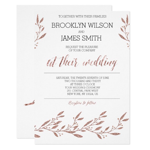 Rose Gold Foil Effect Wedding Invitations