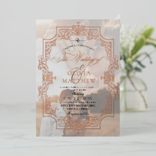 Rose Gold Foil Elegance 2 Photo Wedding Invitation