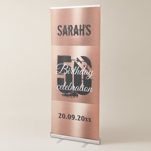 Rose Gold Foil Elegant 50th Any Birthday Party  Retractable Banner