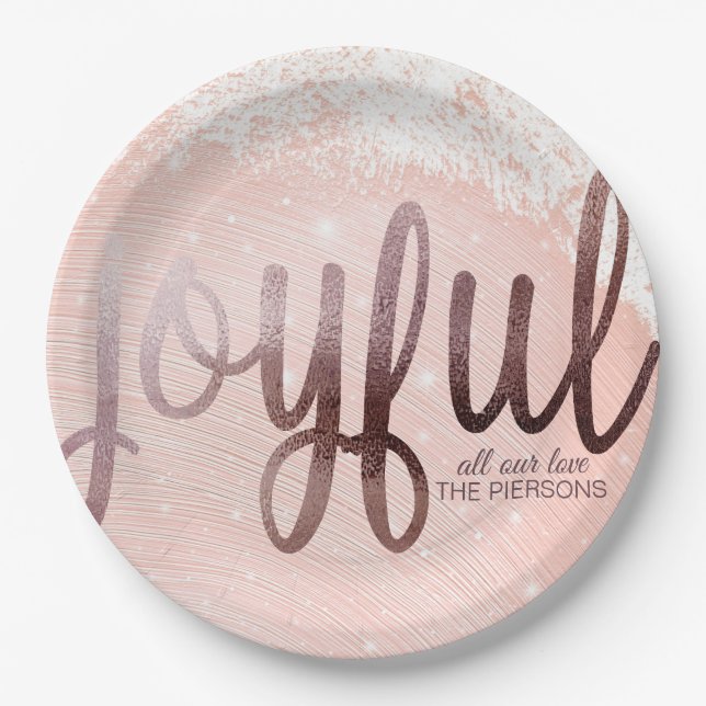 Rose Gold Foil Elegant Christmas Paper Plates (Front)