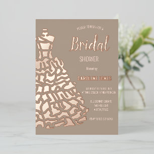 Rose Gold Foil Elegant Dress Bridal Shower Foil Invitation