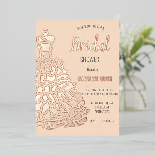 Rose Gold Foil Elegant Dress Bridal Shower Invitation