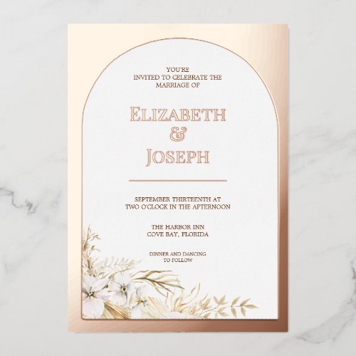 Rose Gold foil Wedding Invitation