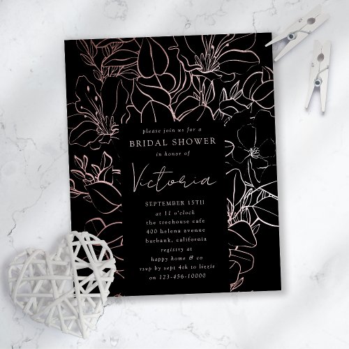 Rose Gold Foil Floral Bridal Shower Invitation