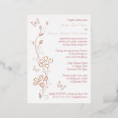Rose Gold Foil Flowers, Butterflies Wedding Invite (Standing Front)