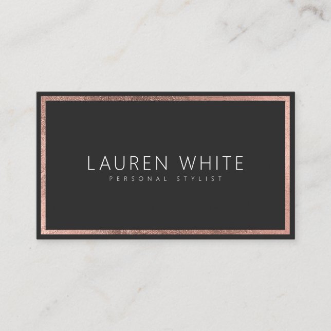 Rose gold foil frame elegant trendy minimal modern business card (Front)