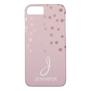 Rose Gold Foil Girly Confetti Monogram iPhone 8/7 Case