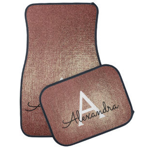 Rose Gold Foil Glam Foil Monogram Car Mat