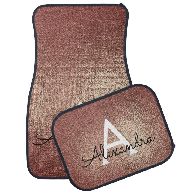 Rose Gold Foil Glam Foil Monogram Car Mat (Set)