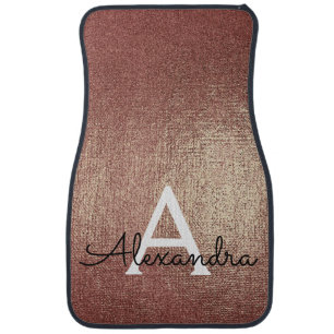 Rose Gold Foil Glam Foil Monogram Car Mat