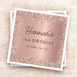 Rose Gold Foil Glitter 16th Birthday Name Napkins<br><div class="desc">Make your 16th birthday party sparkle with these Rose Gold Foil Glitter 16th Birthday Name Napkins. Featuring a beautiful rose gold foil glitter design and personalized with the celebrant's name,  these napkins add a touch of elegance and glamour to your celebration,  creating a memorable experience for everyone.</div>