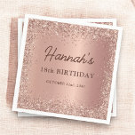 Rose Gold Foil Glitter 18th Birthday Name Napkins<br><div class="desc">Celebrate the big milestone with these Rose Gold Foil Glitter 18th Birthday Name Napkins. Adorned with a stunning rose gold foil glitter design and personalized with the celebrant's name,  these napkins add a chic and sparkling touch to your 18th birthday party,  making it a truly unforgettable occasion.</div>