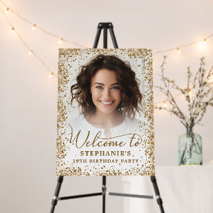 Rose Gold Foil Glitter 18th Birthday Photo Welcome Foam Board