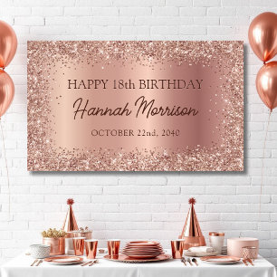 Rose Gold Foil Glitter 18th Birthday Script Banner