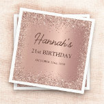 Rose Gold Foil Glitter 21st Birthday Name Napkins<br><div class="desc">Make the 21st birthday celebration shine with these Rose Gold Foil Glitter 21st Birthday Name Napkins. Designed with elegant rose gold foil glitter and customized with the celebrant's name,  these napkins bring a sophisticated and sparkling touch to the party,  perfect for making the occasion even more memorable.</div>