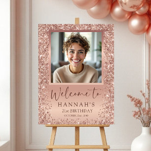 Rose Gold Foil Glitter 21st Birthday Photo Welcome Foam Board