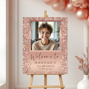 Rose Gold Foil Glitter 21st Birthday Photo Welcome Foam Board