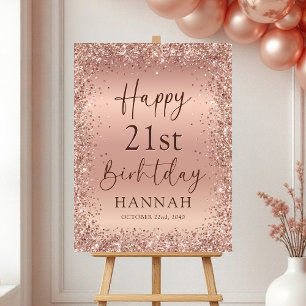 Rose Gold Foil Glitter 21st Birthday Welcome Foam Board