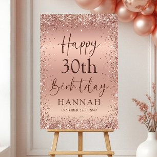 Rose Gold Foil Glitter 30th Birthday Welcome Foam Board