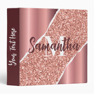 Rose Gold Foil Glitter 3 Ring Binder
