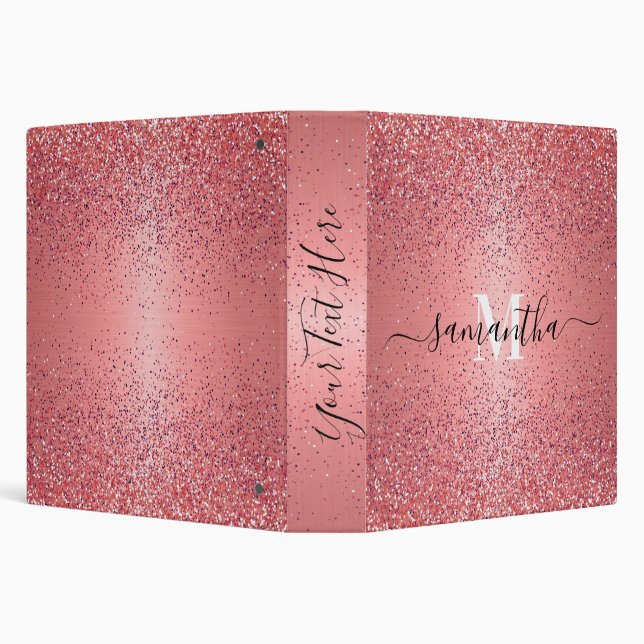 Rose Gold Foil Glitter 3 Ring Binder (Background)