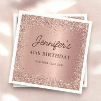 Rose Gold Foil Glitter 40th Birthday Name