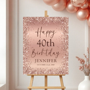 Rose Gold Foil Glitter 40th Birthday Welcome Foam Board