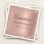 Rose Gold Foil Glitter 50th Birthday Name Napkins<br><div class="desc">Add a touch of elegance to your 50th Birthday celebration with these Rose Gold Foil Glitter 50th Birthday Name Napkins. Featuring a chic rose gold foil glitter design and personalized with the celebrant’s name, these napkins are the perfect addition to a milestone birthday event, creating a sophisticated atmosphere that your...</div>