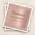 Rose Gold Foil Glitter 60th Birthday Name Napkins<br><div class="desc">Make your 60th birthday celebration sparkle with these Rose Gold Foil Glitter 60th Birthday Name Napkins. Embellished with shimmering rose gold foil glitter and personalized with the birthday celebrant’s name, these napkins add a touch of elegance and sophistication to your event. Perfect for a chic and memorable 60th birthday party....</div>