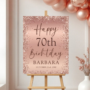 Rose Gold Foil Glitter 70th Birthday Welcome Foam Board