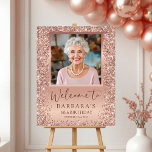 Rose Gold Foil Glitter 80th Birthday Photo Welcome Foam Board<br><div class="desc">Celebrate a monumental milestone with the Rose Gold Foil Glitter 80th Birthday Photo Welcome Foam Board! Featuring dazzling rose gold foil accents and glittering details, this foam board is the perfect way to greet guests at an elegant 80th birthday celebration. Display a cherished photo of the guest of honor alongside...</div>