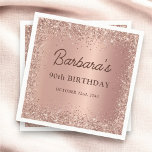 Rose Gold Foil Glitter 90th Birthday Name Napkins<br><div class="desc">Celebrate in style with these Rose Gold Foil Glitter 90th Birthday Name Napkins. Featuring sparkling rose gold foil glitter and personalized with the name of the birthday honoree, these napkins add an elegant touch to your 90th birthday party. Perfect for a sophisticated and memorable event, they bring a touch of...</div>